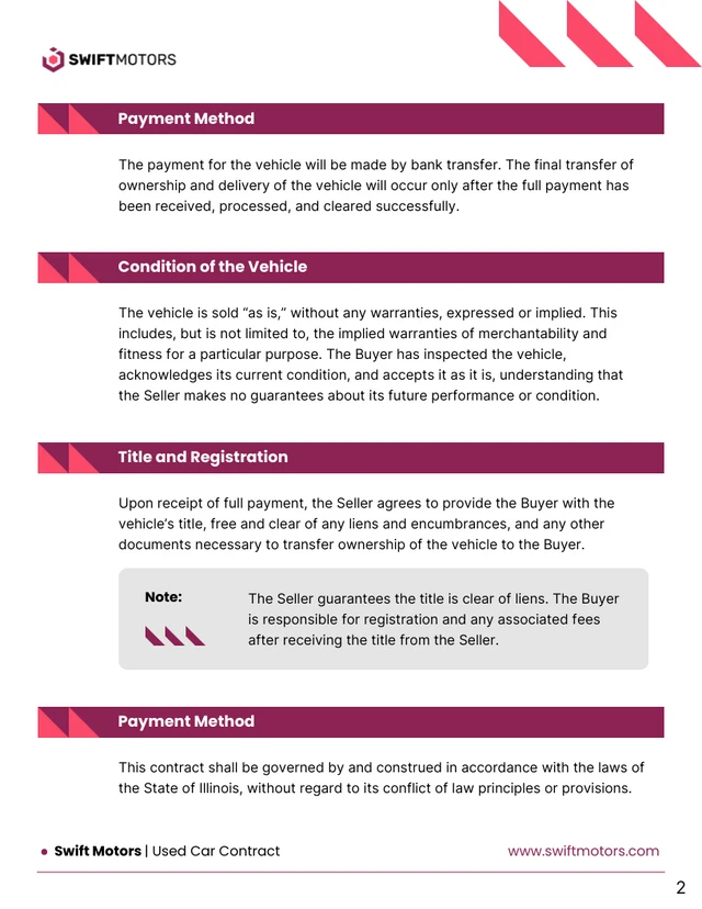 Used Car Contract Template - Pagina 2