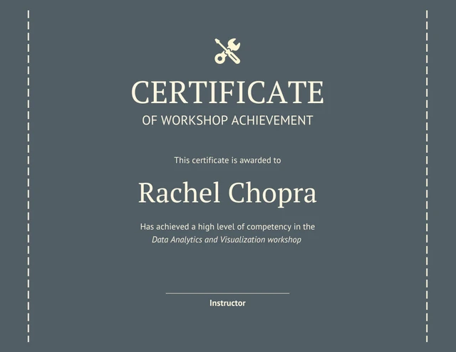 Minimalist Gray Workshop Certificate Template