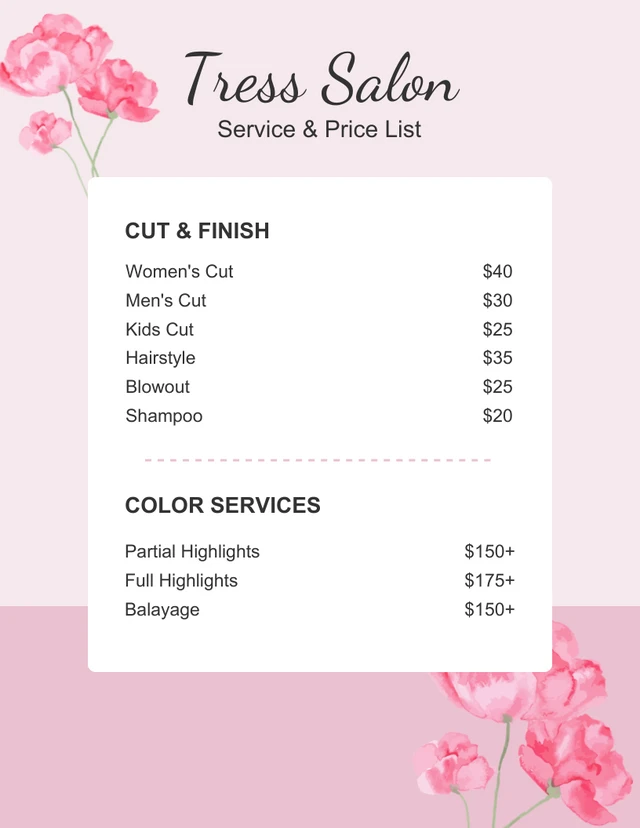 Flyer salon de coiffure rose pâle aquarelle Template