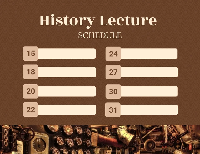 Brown Simple Pattern History Lecture Schedule Template