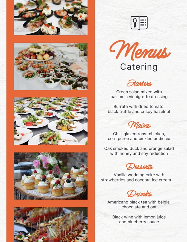 White And Orange Modern Texture Catering Menu Template