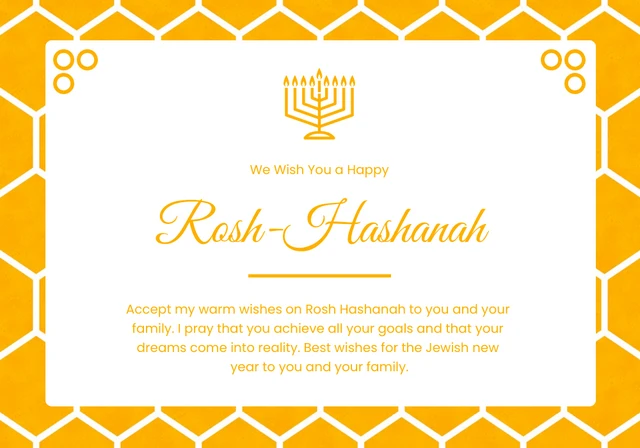 Gelbe geometrische Muster-Rosh-Hashanah-Kartenvorlage