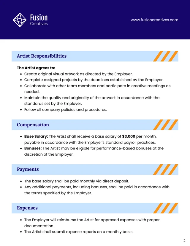 Visual Artist Contract Template - page 2