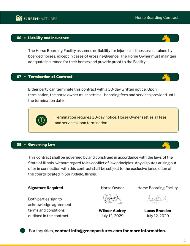 Horse Boarding Contract Template - Seite 4