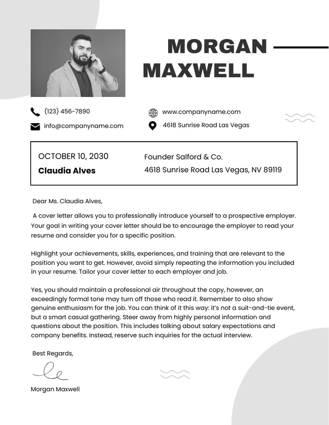 White And Light Grey Modern Professional Sales Letter Template