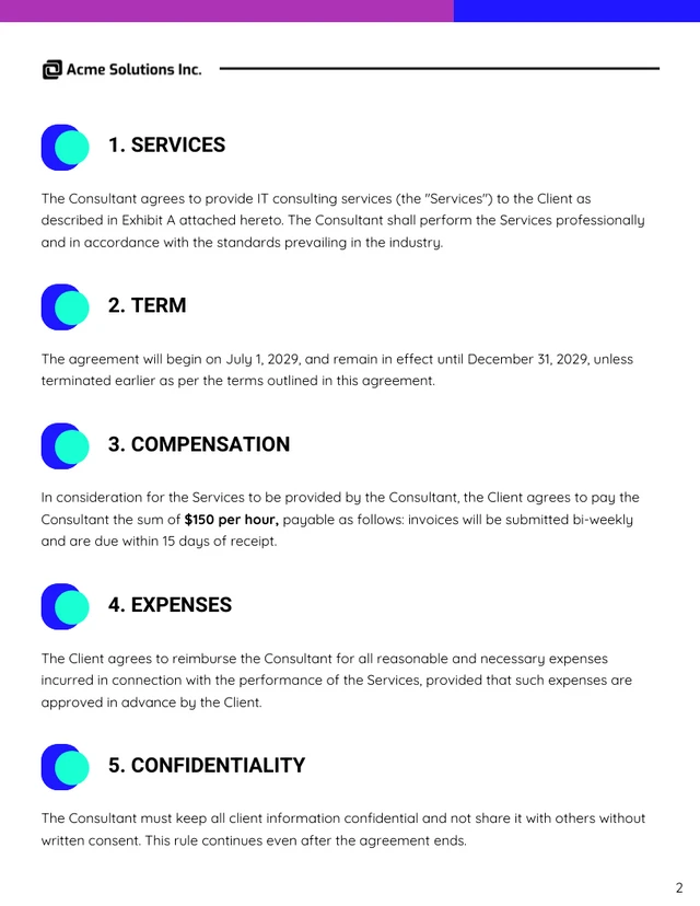 IT Consulting Contract Template - Page 2