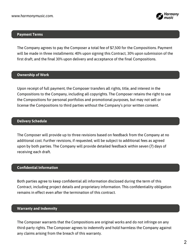 Music Composer Contract Template - page 2