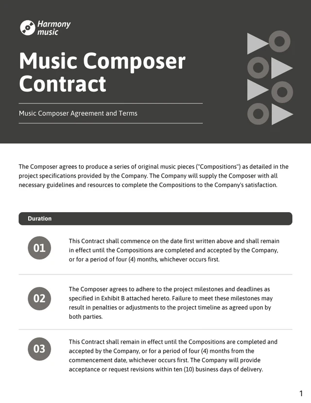 Music Composer Contract Template - Seite 1