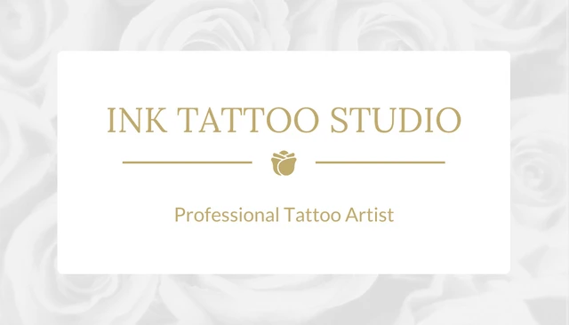 Gold line Rose Minimalist Tattoo Business Card - page 1