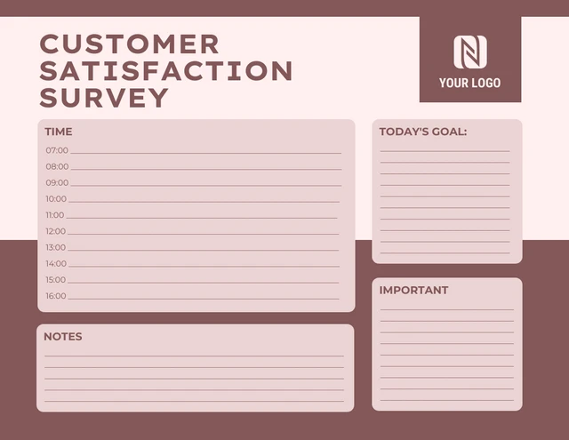 Modello semplice di sondaggio sulla soddisfazione dei clienti in rosa chiaro e marrone
