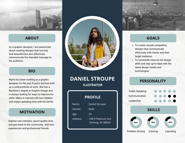 White And Blue Digram User Persona Template