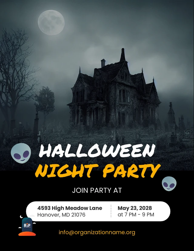 Dark Grey Halloween Night Party INvitation Template