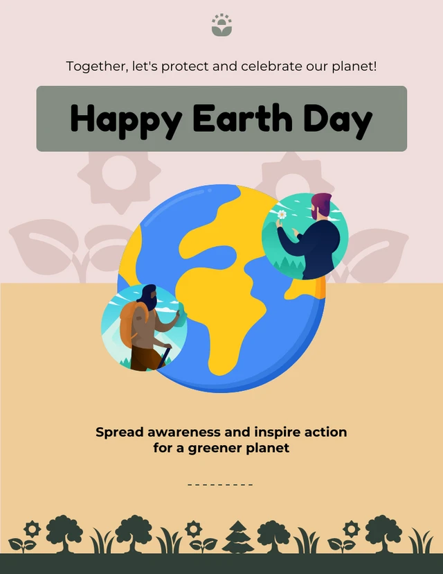 Pink And Orange Earth Day Invitation Template