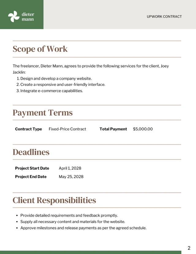 Upwork Contract Template - page 2