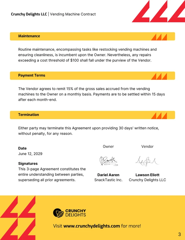 Vending Machine Contract Template - page 3