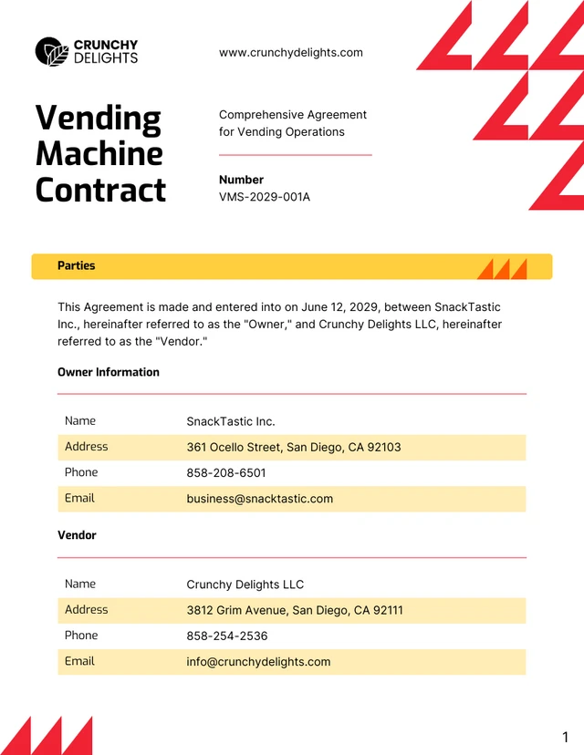 Vending Machine Contract Template - Página 1