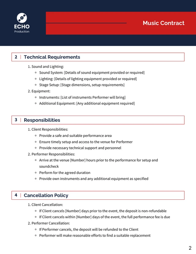 Music Gig Contract Template - Seite 2