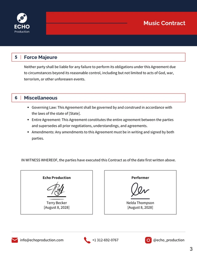 Music Gig Contract Template - Page 3