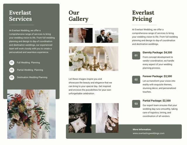 Pastel Green Weddings Tri Fold Brochure - Seite 2