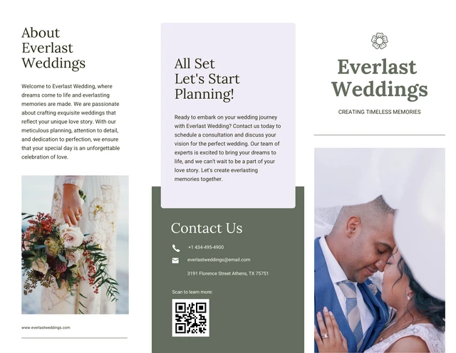 Pastel Green Weddings Tri Fold Brochure - Seite 1