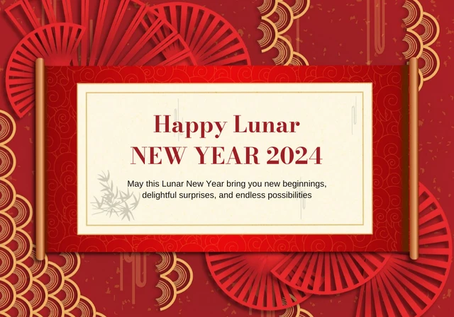 Red Happy Lunar New Year Card Template