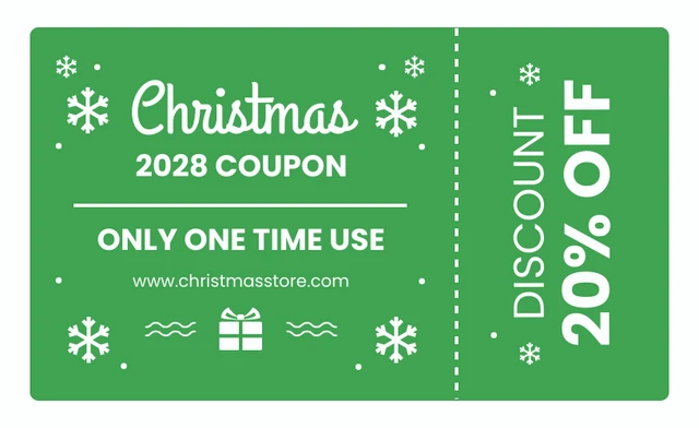 Modèle de coupons de Noël abstrait simple blanc et vert