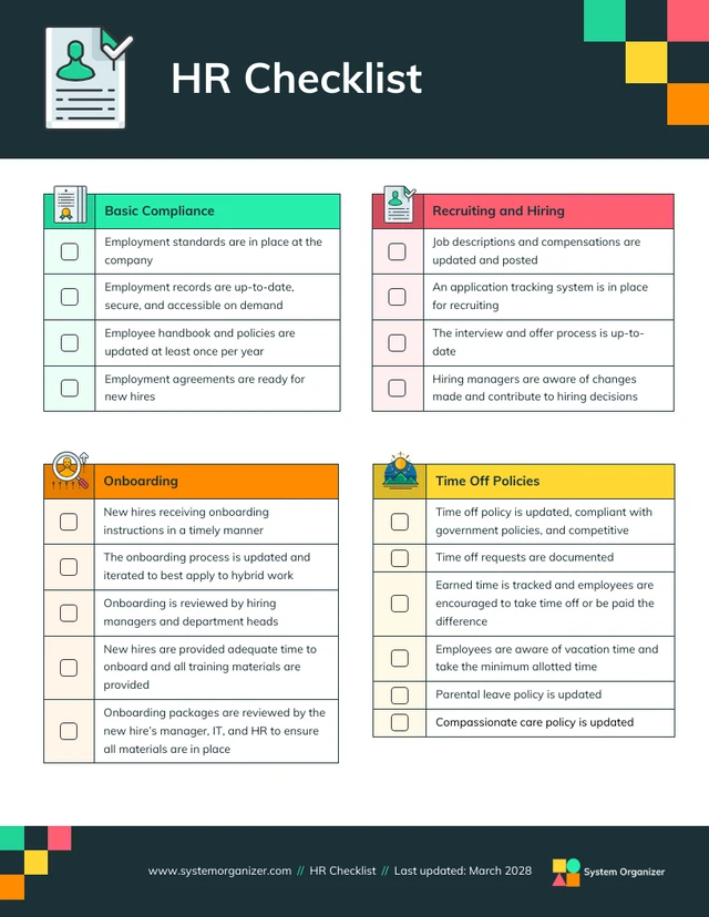 HR Checklist Template