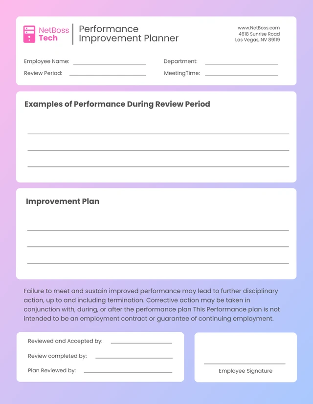 Pink and Purple Performance Improvement Template