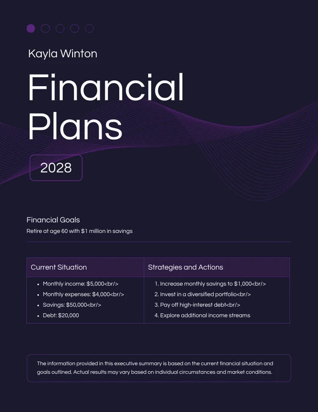Dark Purple Simple Financial Plans - Page 1