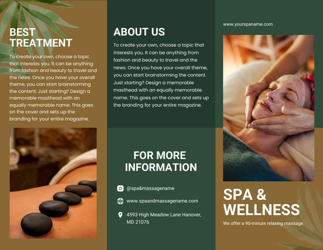 Green And Brown Simple Minimalist Modern Special Spa Brochure - Page 1