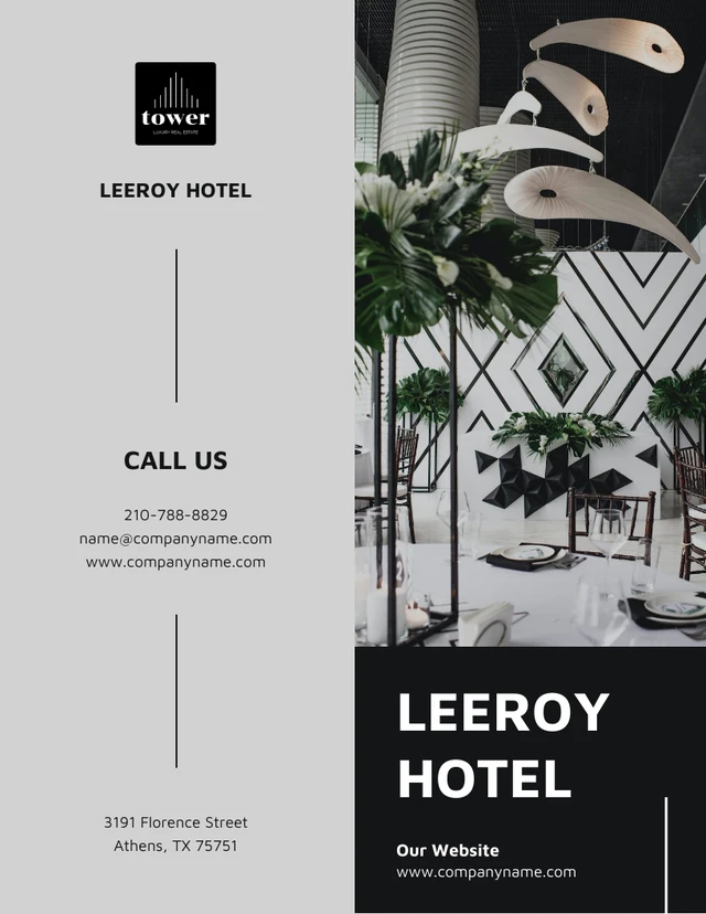 Minimalist Black and Grey Hotel Brochure - Page 1