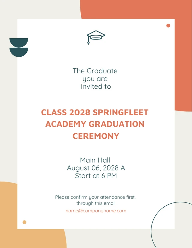 Playful Teal and Red Graduation Ceremony Invitation Template
