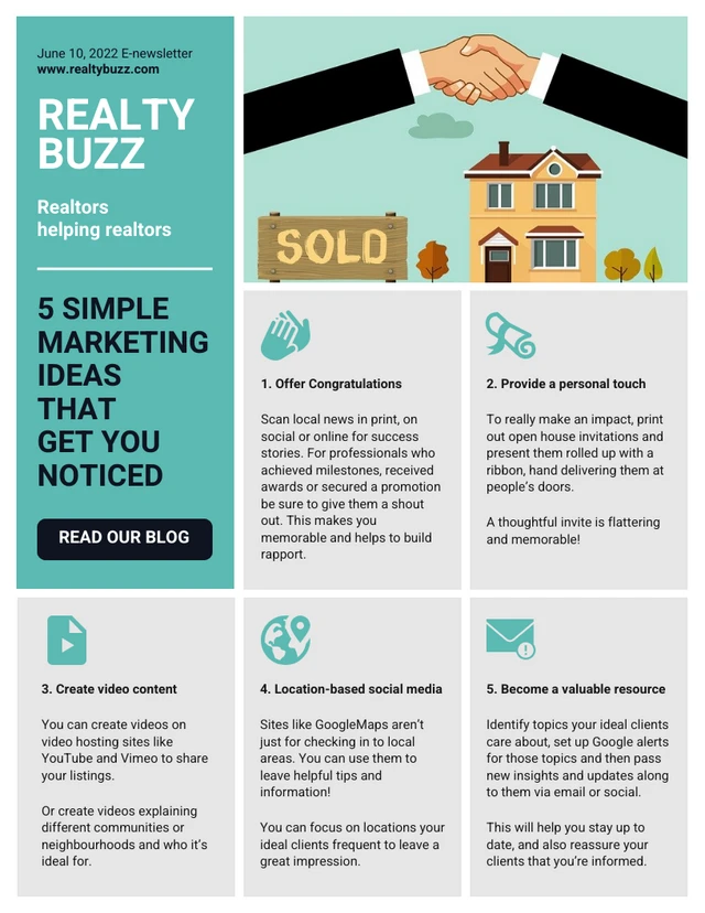 Real Estate Marketing Tips Email Newsletter