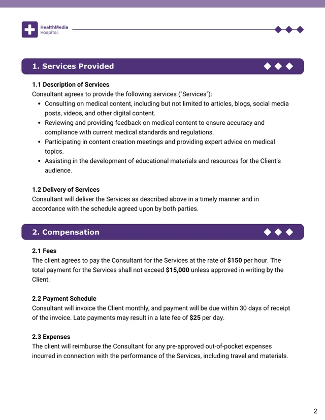 Nurse Consultant Contract Template - Page 2