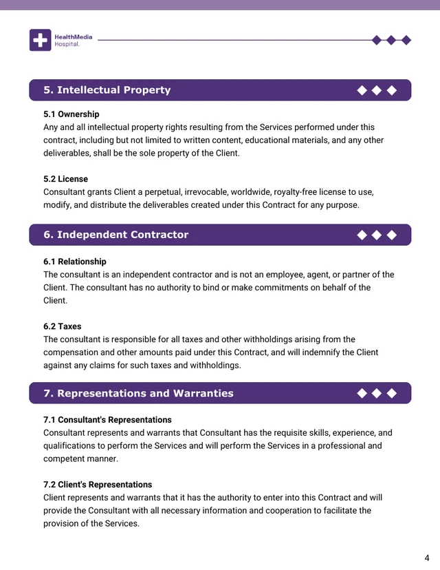 Nurse Consultant Contract Template - Page 4