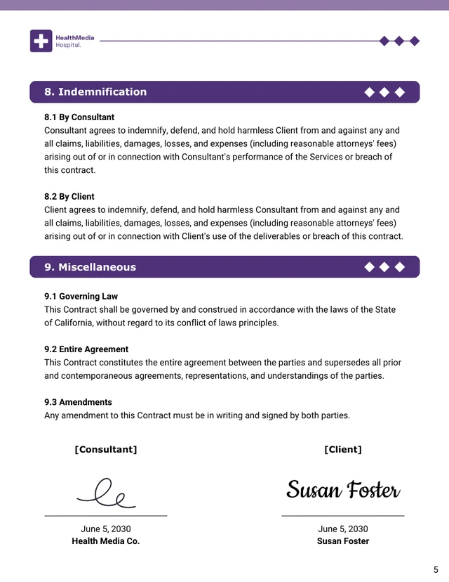 Nurse Consultant Contract Template - page 5