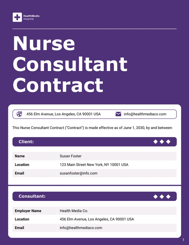 Nurse Consultant Contract Template - Pagina 1