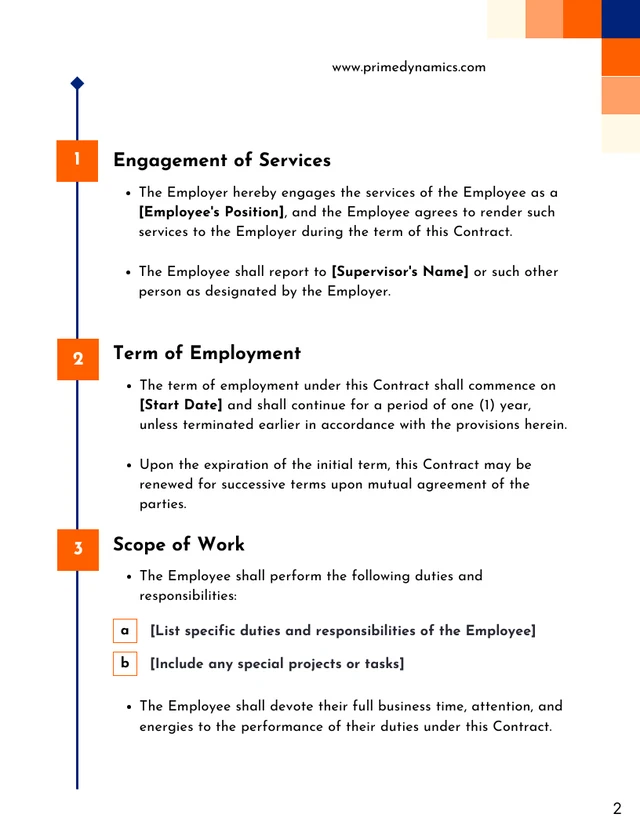 1 Year Employment Contract Template - صفحة 2