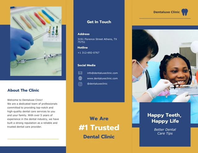 Yellow And Blue Minimalist Dental Brochure - Page 1
