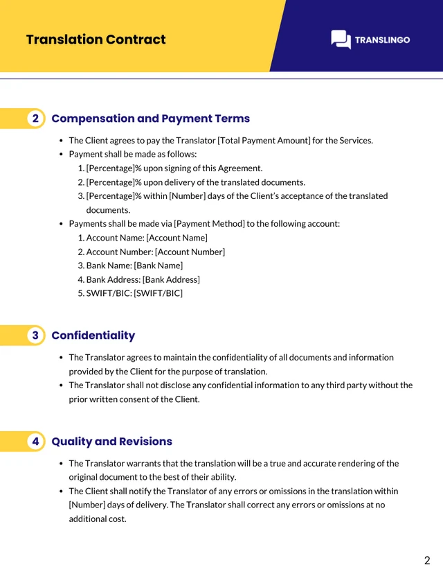 Translation Contract Template - Pagina 2