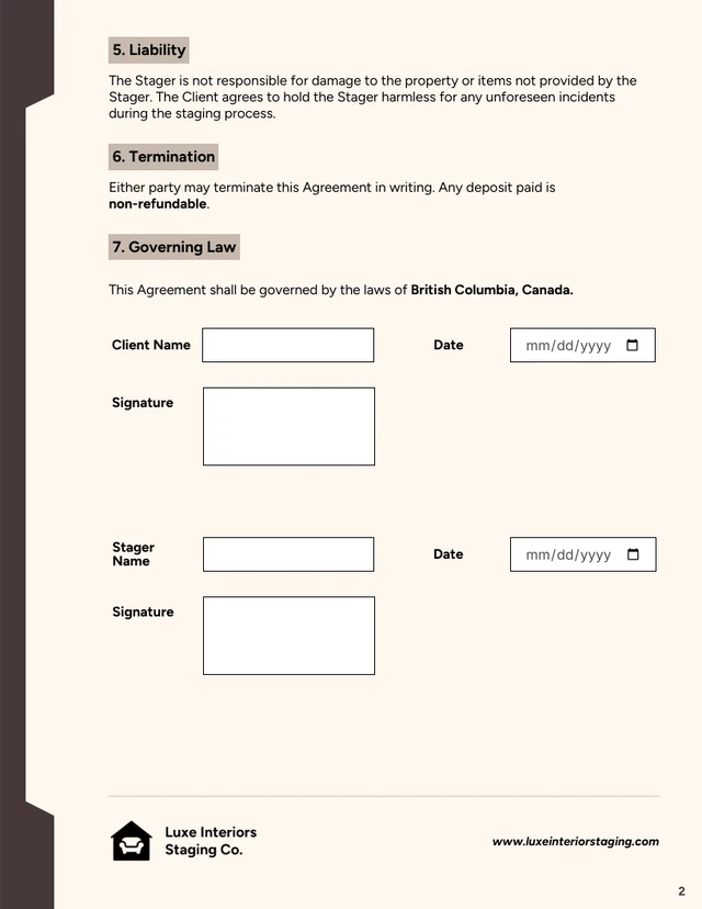 Home Staging Contract Template - Página 2