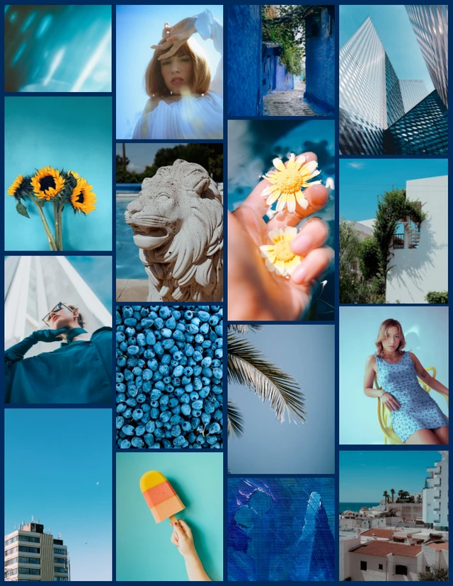 Blue Minimalist Aesthetic Photo Collages Template