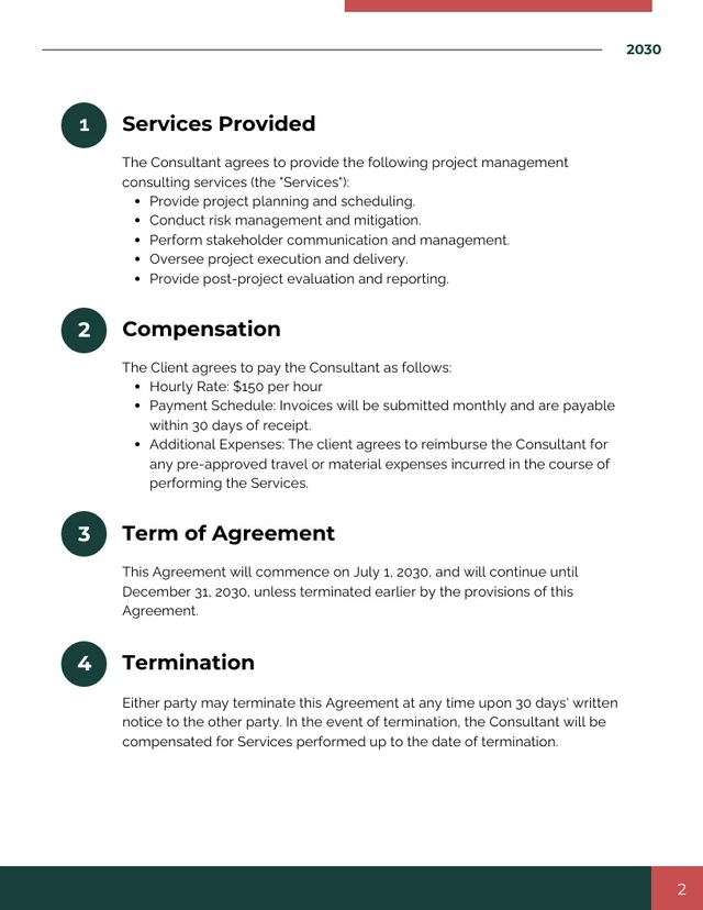 Project Management Consulting Contract Template - page 2