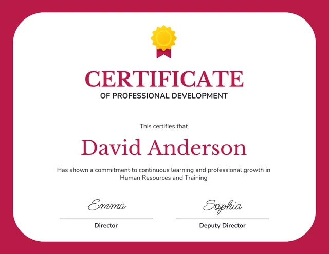 Simple Red Work Certificate Template
