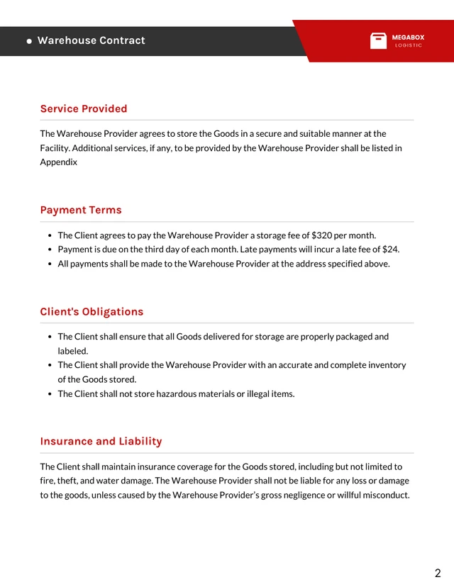 Warehouse Contract Template - Página 2