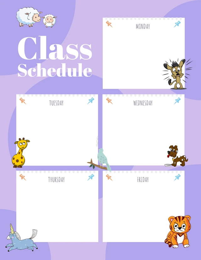 Purple Class Schedule Flyer Template