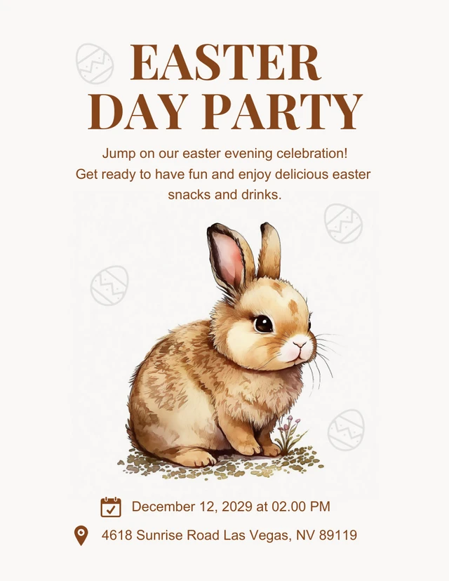 Broken White Simple Aesthetic Illustration Easter Day Party Invitation Template