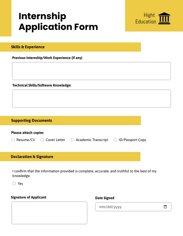 Simple Yellow Education Forms - Page 2