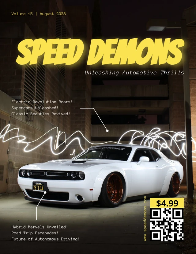White And Yellow Minimalist Car Magazine Template