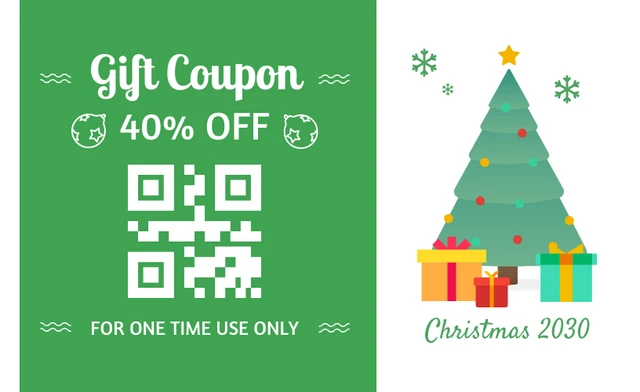 White And Green Modern Illustration Gift Christmas Coupons Template